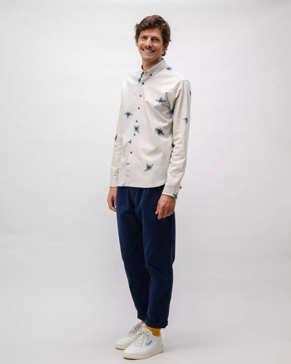 Brava fabrics Camisa Franela Manta Ray Gris Ofertas