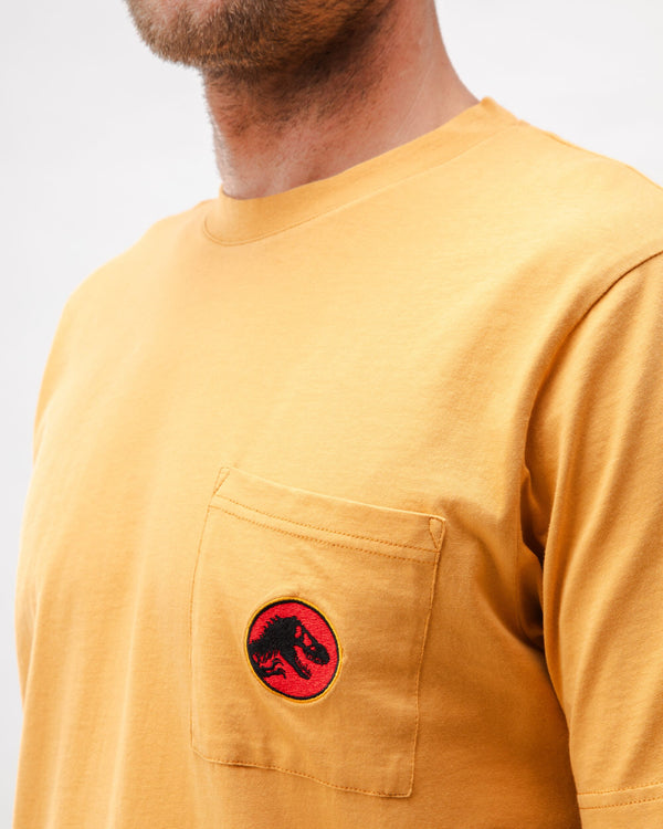 Brava fabrics Camiseta Algodón Jurassic Park Logo Ocre