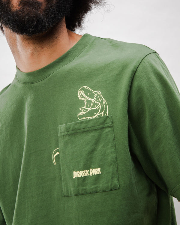 Brava fabrics Camiseta Algodón Jurassic Park Dino Verde