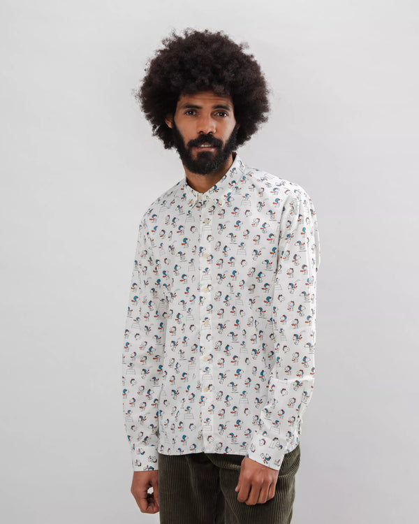 Brava fabrics Camisa Algodón Peanuts Flying Ace Ecru Promoción trimestral