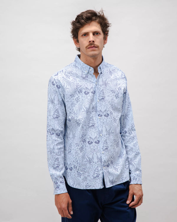 Brava fabrics Camisa Algodón Seven Seas Oxford Azul Grandes descuentos