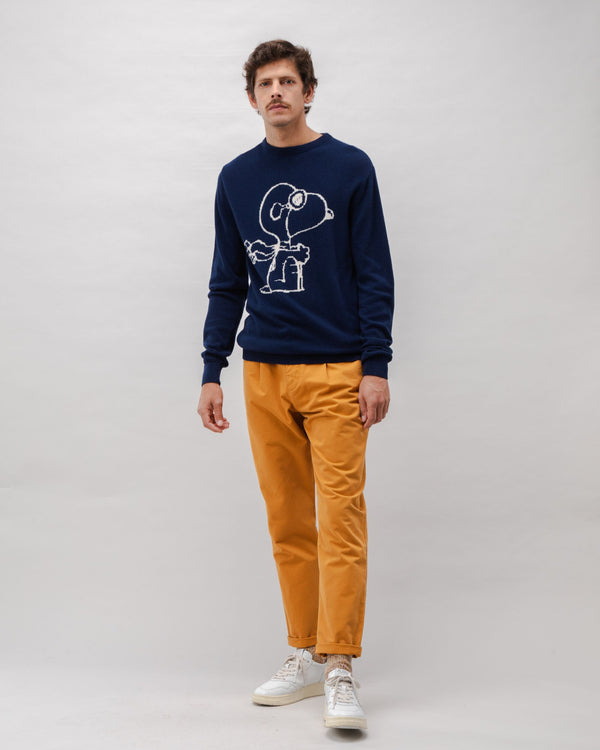 Brava fabrics Jersey Lana Cashmere Peanuts Flying Ace Navy Libre de impuestos