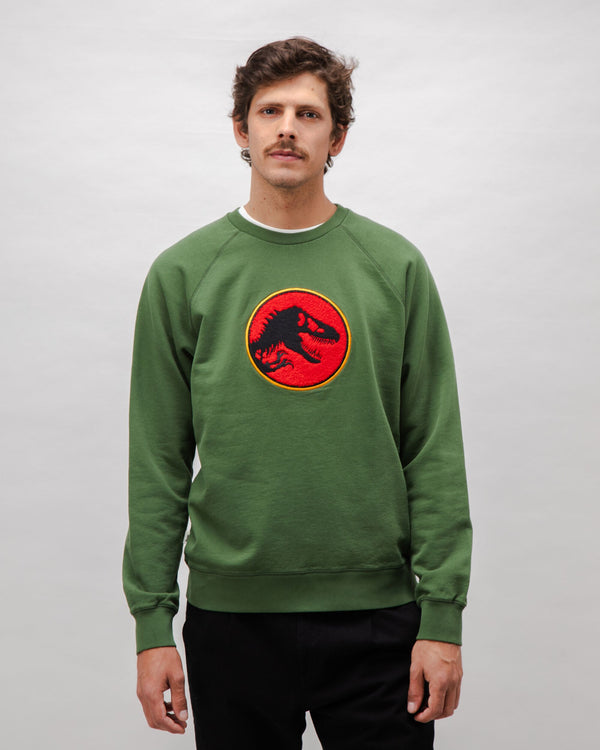 Brava fabrics Sudadera Algodón Jurassic Park Logo Verde Descuento por venta flash