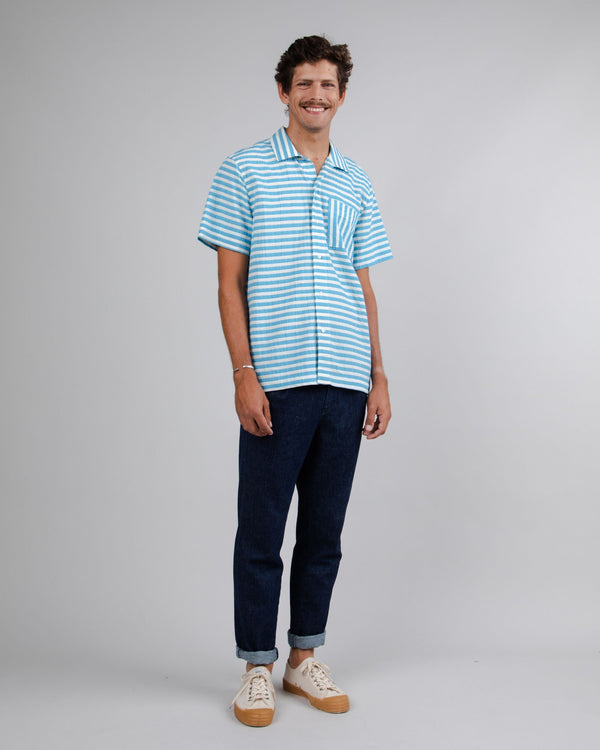 Brava fabrics Camisa manga corta Rayas Azul Últimos 2 días
