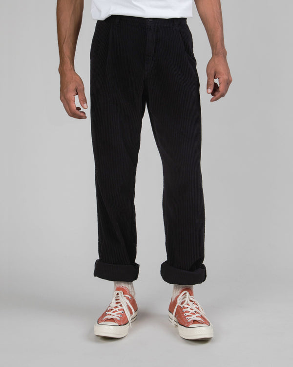 Brava fabrics Pantalón de Pana con Pinzas Black