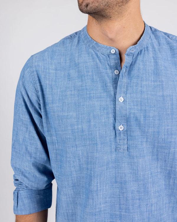 Brava fabrics Camisa Denim Henley Azul Mejor oferta