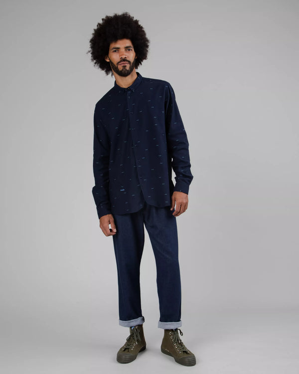 Brava fabrics Camisa Franela Eyes Navy Precio de fábrica