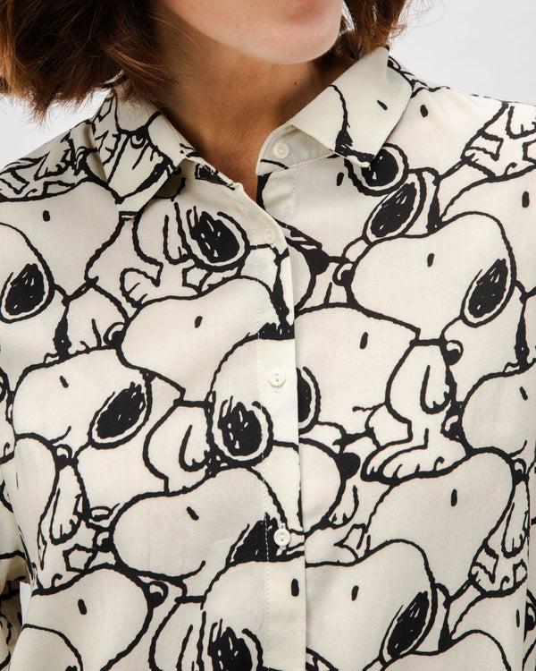 Brava fabrics Blusa Viscosa Peanuts B&W Ecru