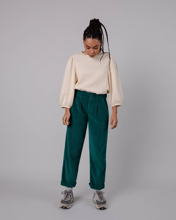 Brava fabrics Pantalón de Pana con Pinzas Sailing Green Promoción trimestral