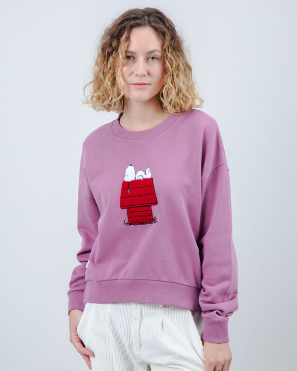 Brava fabrics Peanuts Snoopy Rounded Cotton Sweatshirt Grape Ofertas de temporada