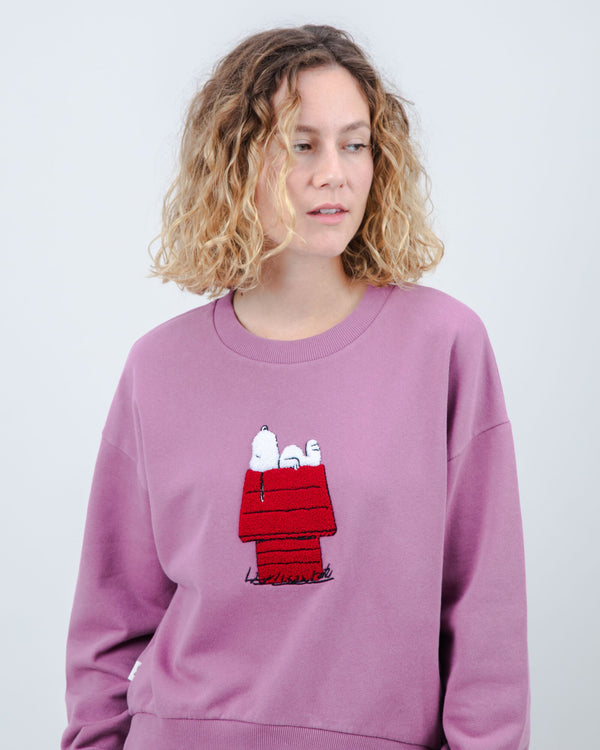 Brava fabrics Peanuts Snoopy Rounded Cotton Sweatshirt Grape Ofertas de temporada