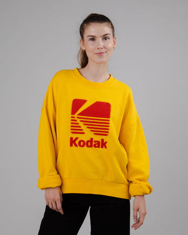 Brava fabrics Sudadera Bajo Redondeado Algodón Kodak Logo Amarilla Ofertas especiales