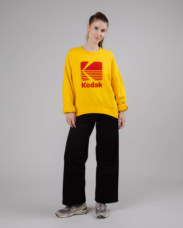Brava fabrics Sudadera Bajo Redondeado Algodón Kodak Logo Amarilla Ofertas especiales