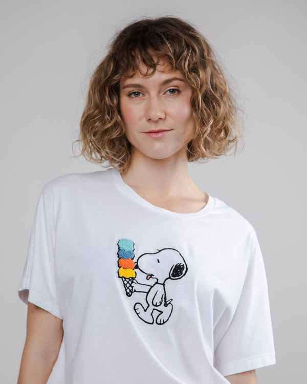 Brava fabrics Camiseta Oversize Peanuts Icecream Blanca