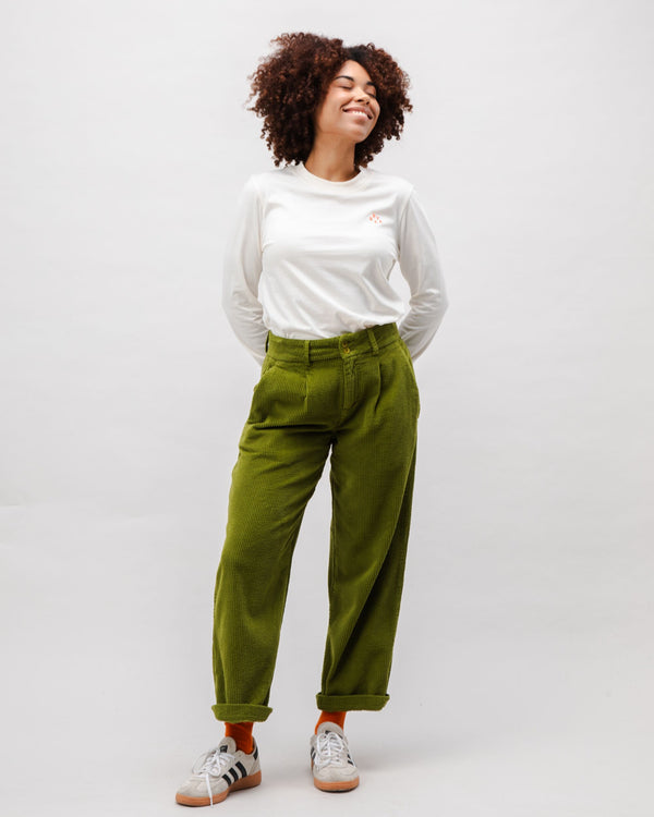 Brava fabrics Pantalón de Pana con Pinzas Green Venta caliente