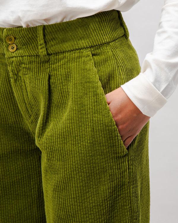 Brava fabrics Pantalón de Pana con Pinzas Green Venta caliente