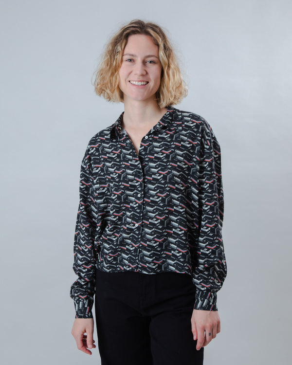 Brava fabrics Kodak Film Boxy Blouse Black Ventas relámpago