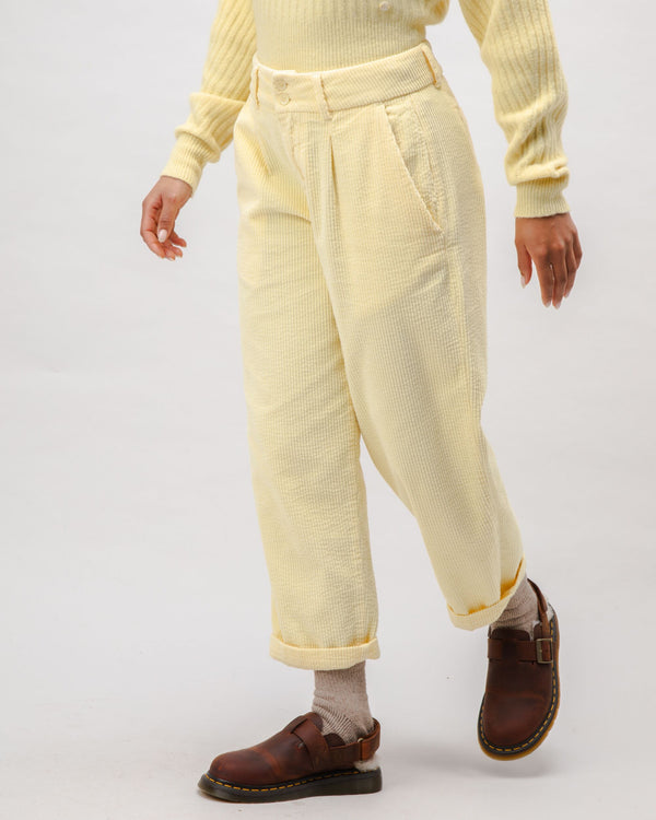 Brava fabrics Pantalón de Pana con Pinzas Pale Banana Mejor oferta