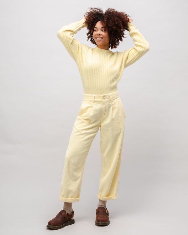 Brava fabrics Pantalón de Pana con Pinzas Pale Banana Mejor oferta