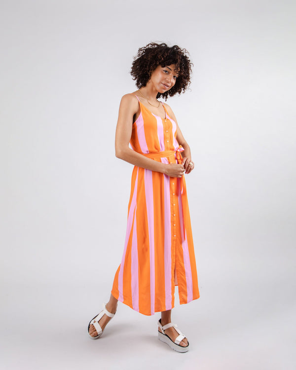 Brava fabrics Vestido Largo Color Block Naranja Tienda