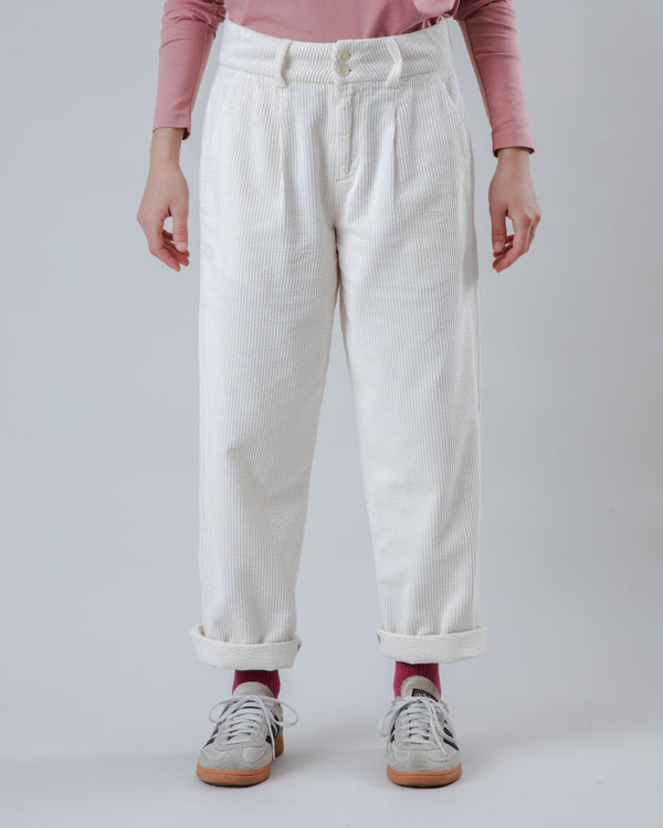 Brava fabrics Pantalón de Pana con Pinzas Ecru