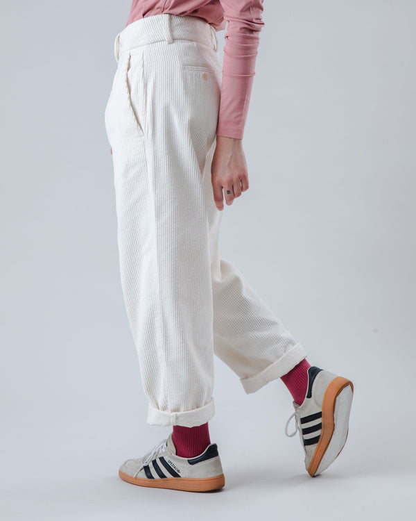 Brava fabrics Pantalón de Pana con Pinzas Ecru Rebajas top