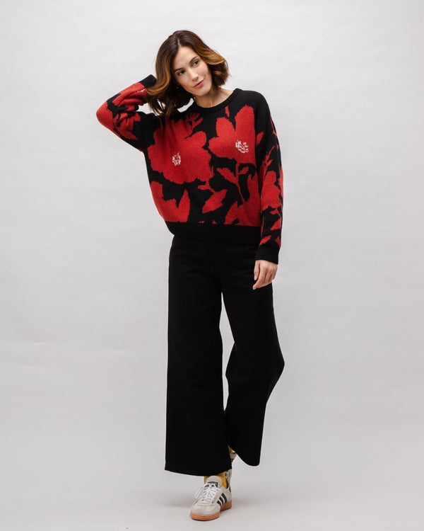 Brava fabrics Jesey lana Jacquard Bloom Black Grandes descuentos