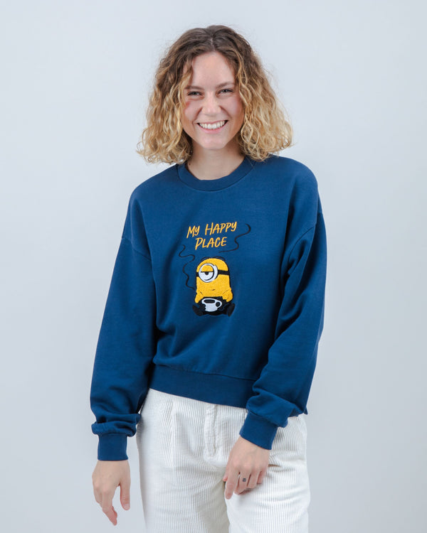 Brava fabrics Sudadera Minions My Happy Place Rounded Azul Libre de impuestos