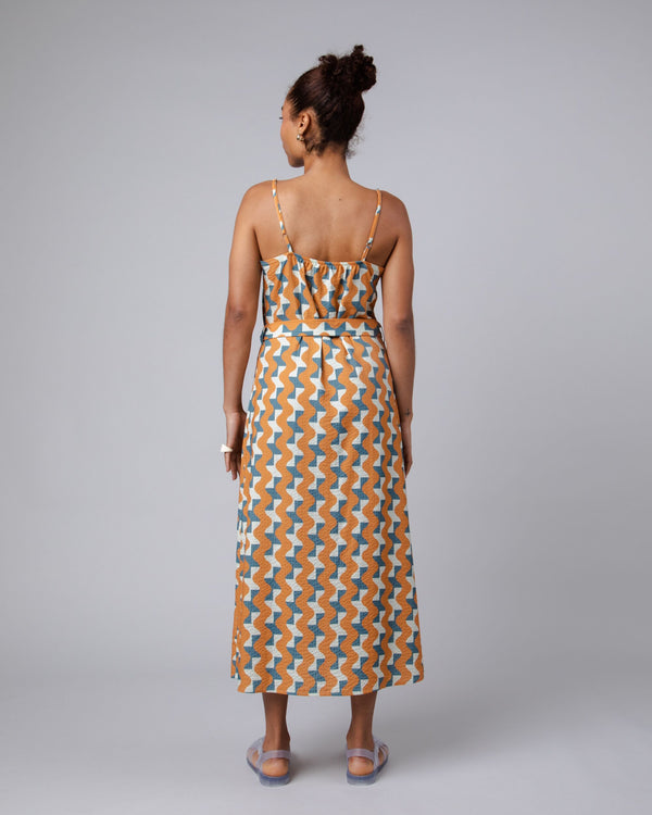 Brava fabrics Vestido Largo Big Tiles Ocre Solo hoy