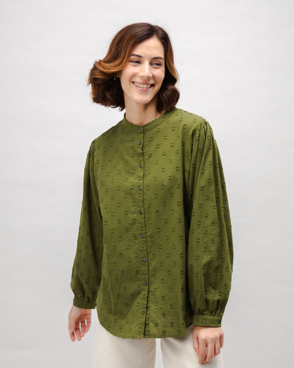 Brava fabrics Blusa Romantic Algodón Polka Dot Verde Grandes descuentos