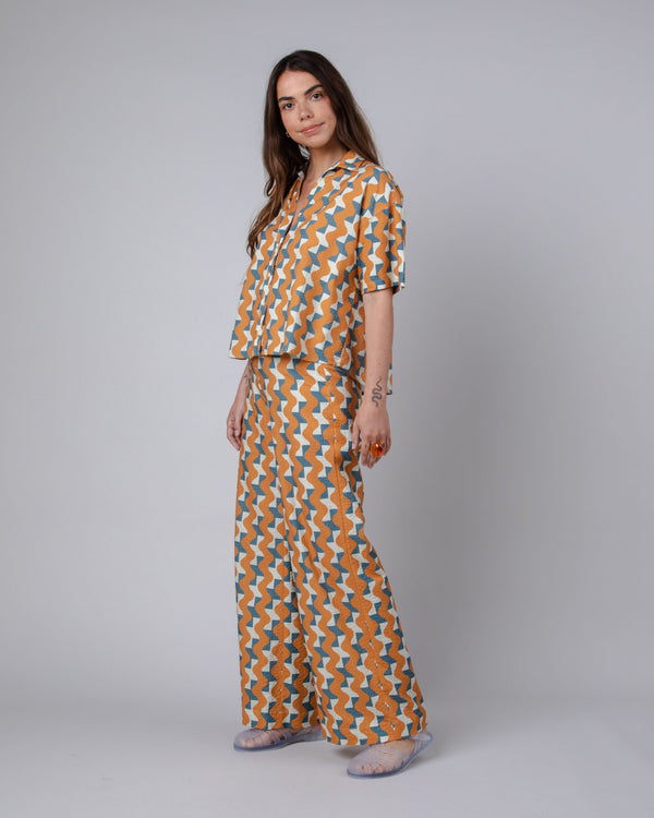 Brava fabrics Pantalón Ancho Big Tiles Ocre Ahorra y exporta