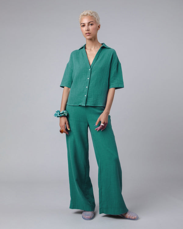Brava fabrics Pantalón Ancho Bubble Verde Oferta exclusiva