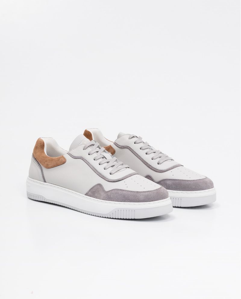 Chevignon Tenis de Hombre en Cuero Tipo Basket - Cuero Anilina y Cuero Gamuzado en Contraste de Color