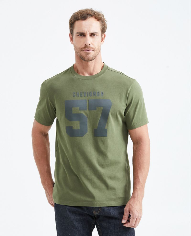 Chevignon Camiseta Slim Fit Estampada Cuello Redondo en Algodón más Grueso para Hombre