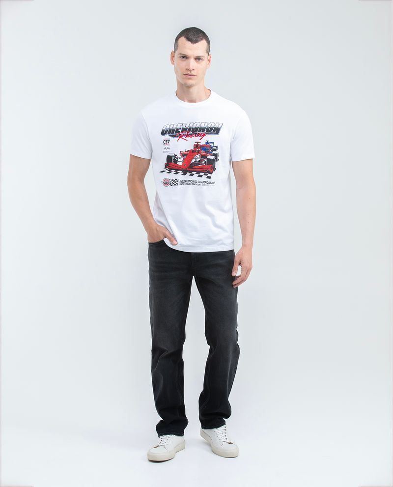 Chevignon Camiseta Gráfica de Hombre Slim Fit - Estampado con Carro de Carreras y Tipografías Outlet online