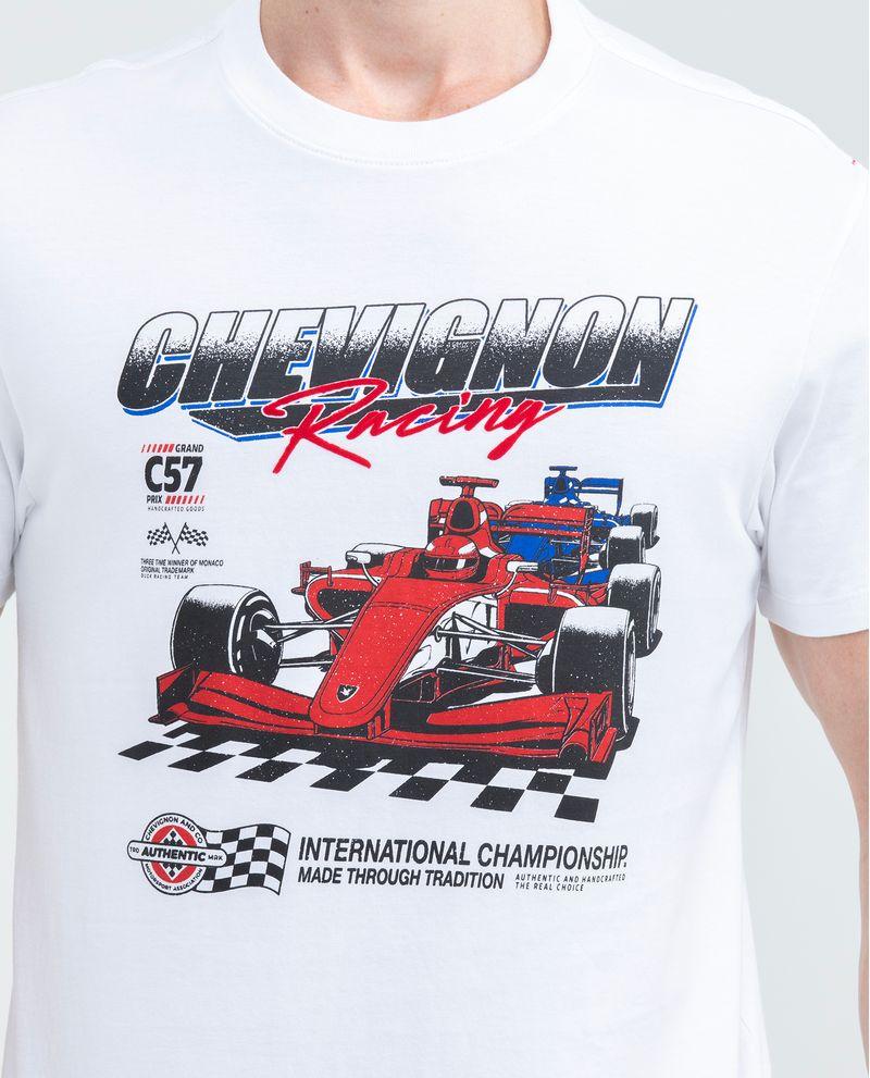 Chevignon Camiseta Gráfica de Hombre Slim Fit - Estampado con Carro de Carreras y Tipografías Outlet online