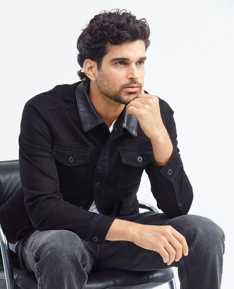 Chevignon Chaqueta de Hombre en Denim Tipo Trucker Straight Fit - Negro Cuello y Bolsillo en Cuero Rebajas baratas
