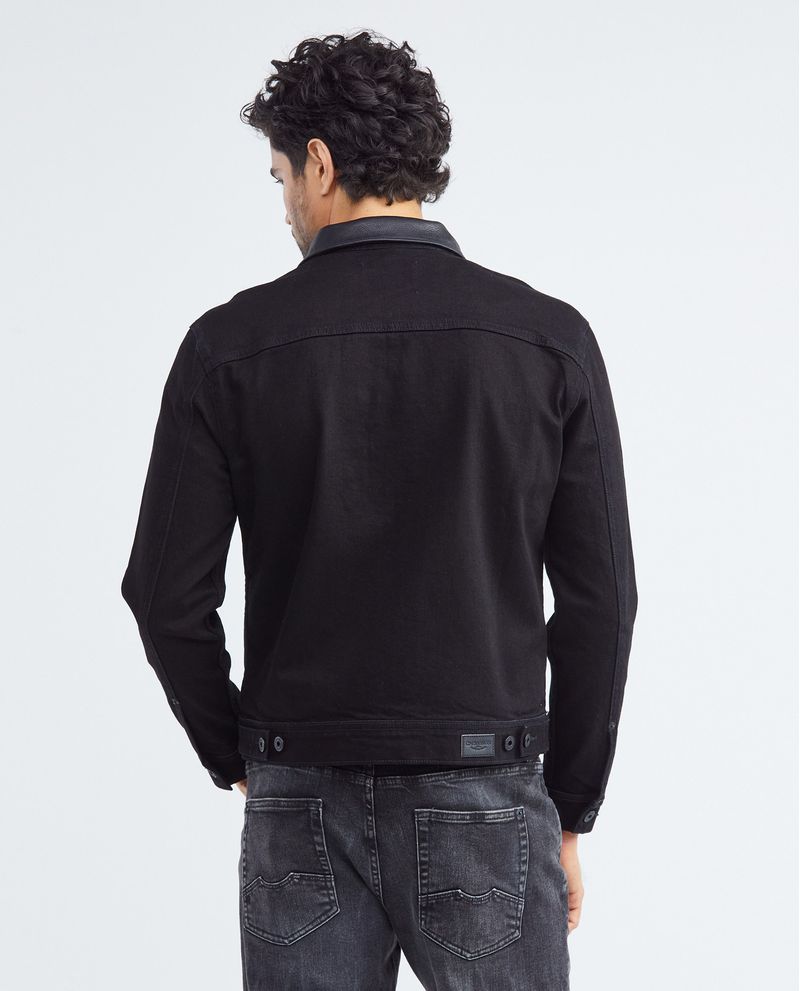 Chevignon Chaqueta de Hombre en Denim Tipo Trucker Straight Fit - Negro Cuello y Bolsillo en Cuero Rebajas baratas
