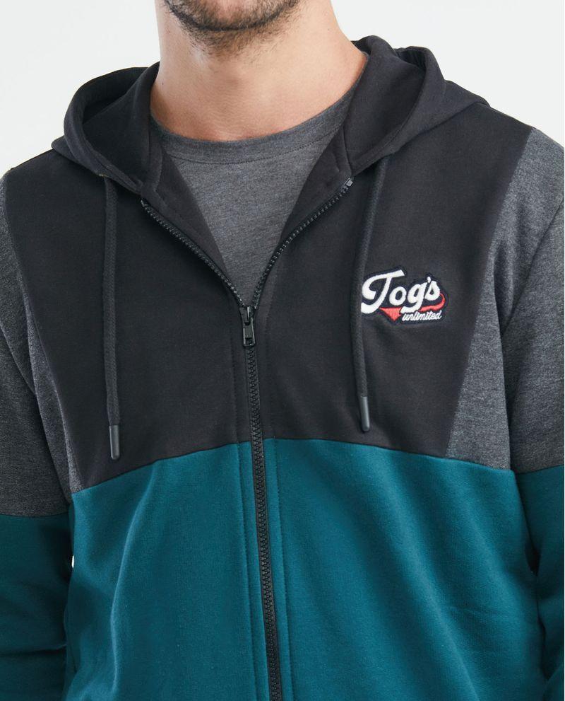 Chevignon Buzo de Hombre Abierto con Capucha - TOGS Bloques de Color Efecto Jaspeado Tienda de fábrica