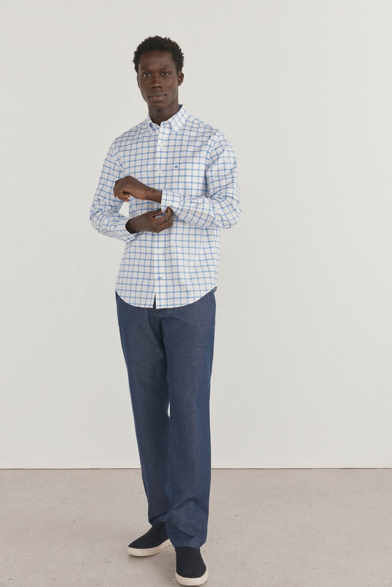 Cortefiel Camisa non iron oxford cuadros Descuentos del mes