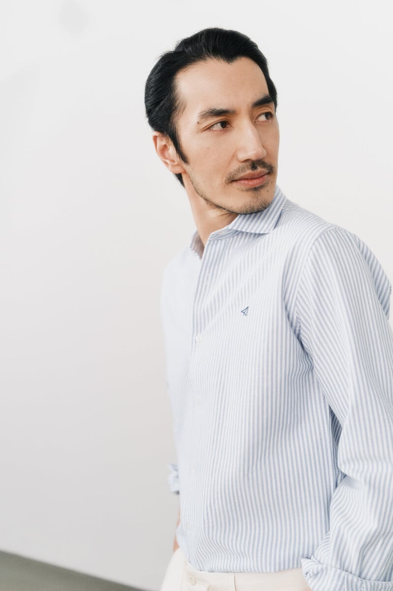Cortefiel Camisa oxford raya candela manga larga Descuento por venta flash