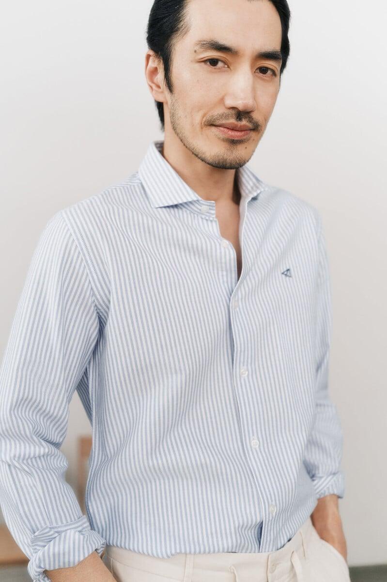 Cortefiel Camisa oxford raya candela manga larga Descuento por venta flash