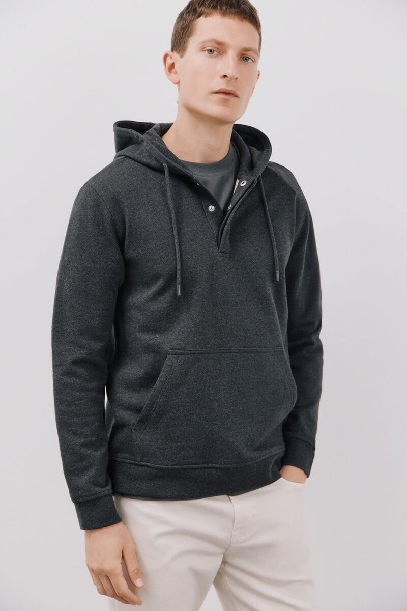 Cortefiel Sudadera capucha con botones Grandes ahorros