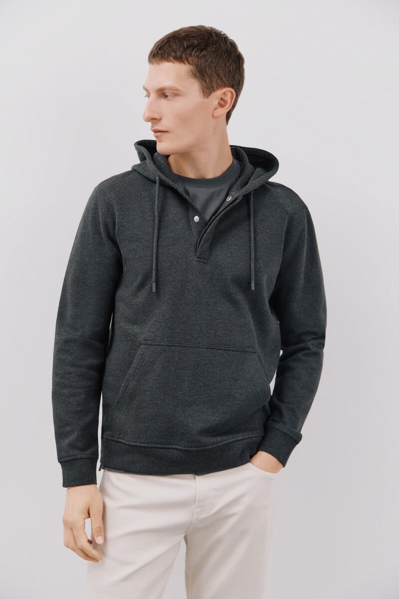 Cortefiel Sudadera capucha con botones Grandes ahorros