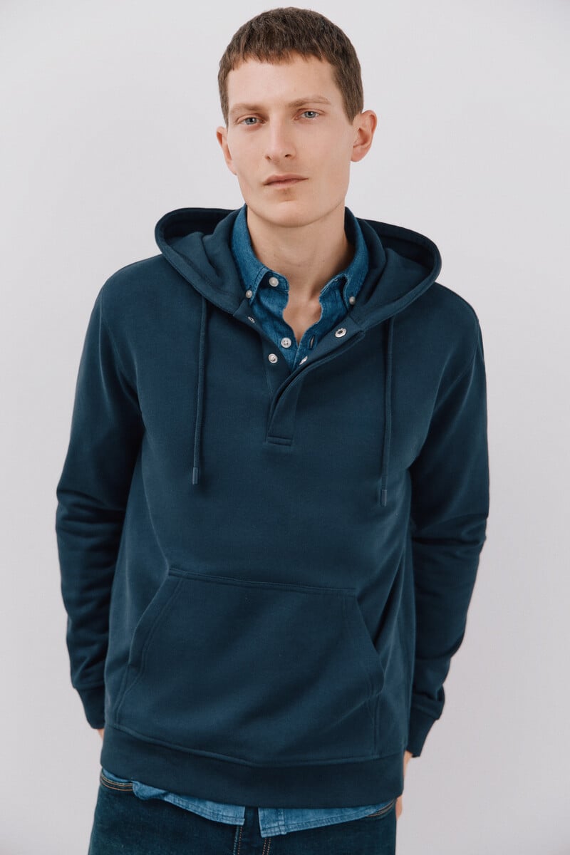 Cortefiel Sudadera capucha con botones Rebajas
