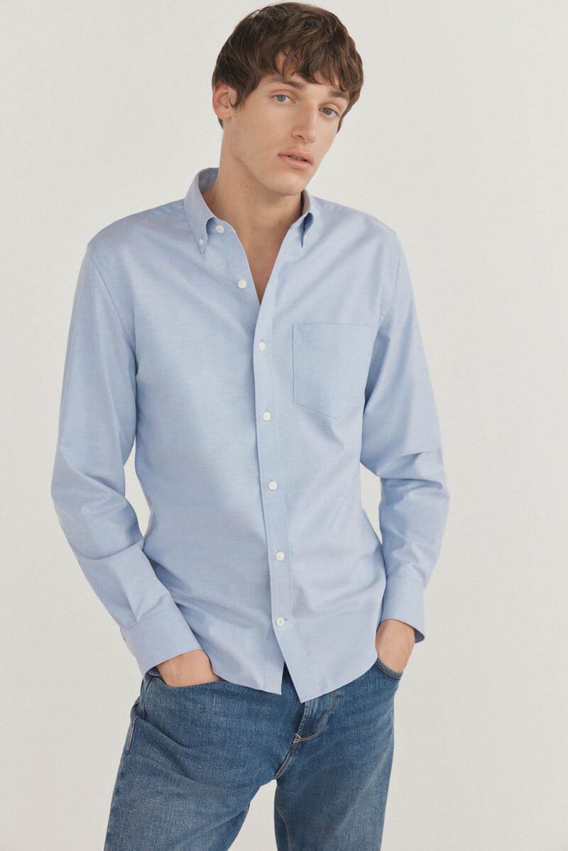 Cortefiel Camisa non iron oxford liso Rebajas de fábrica