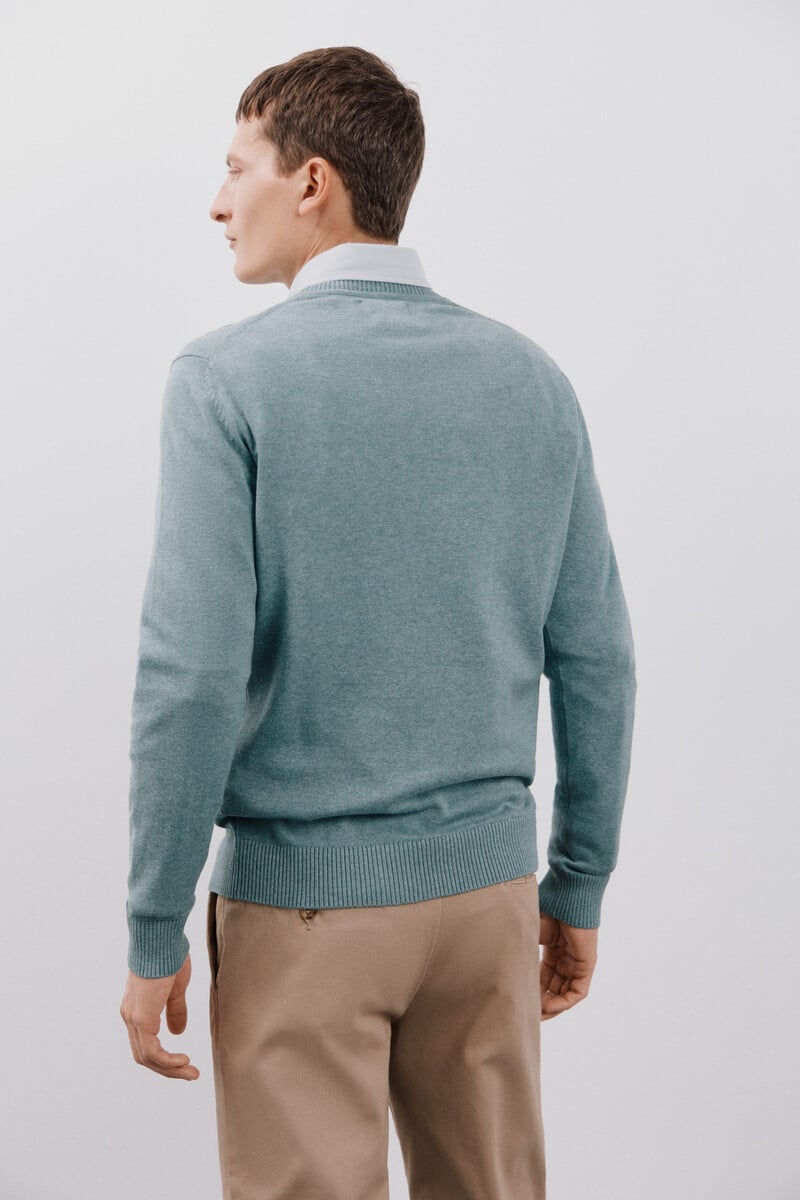 Cortefiel Jersey algodón cuello pico básico Tienda