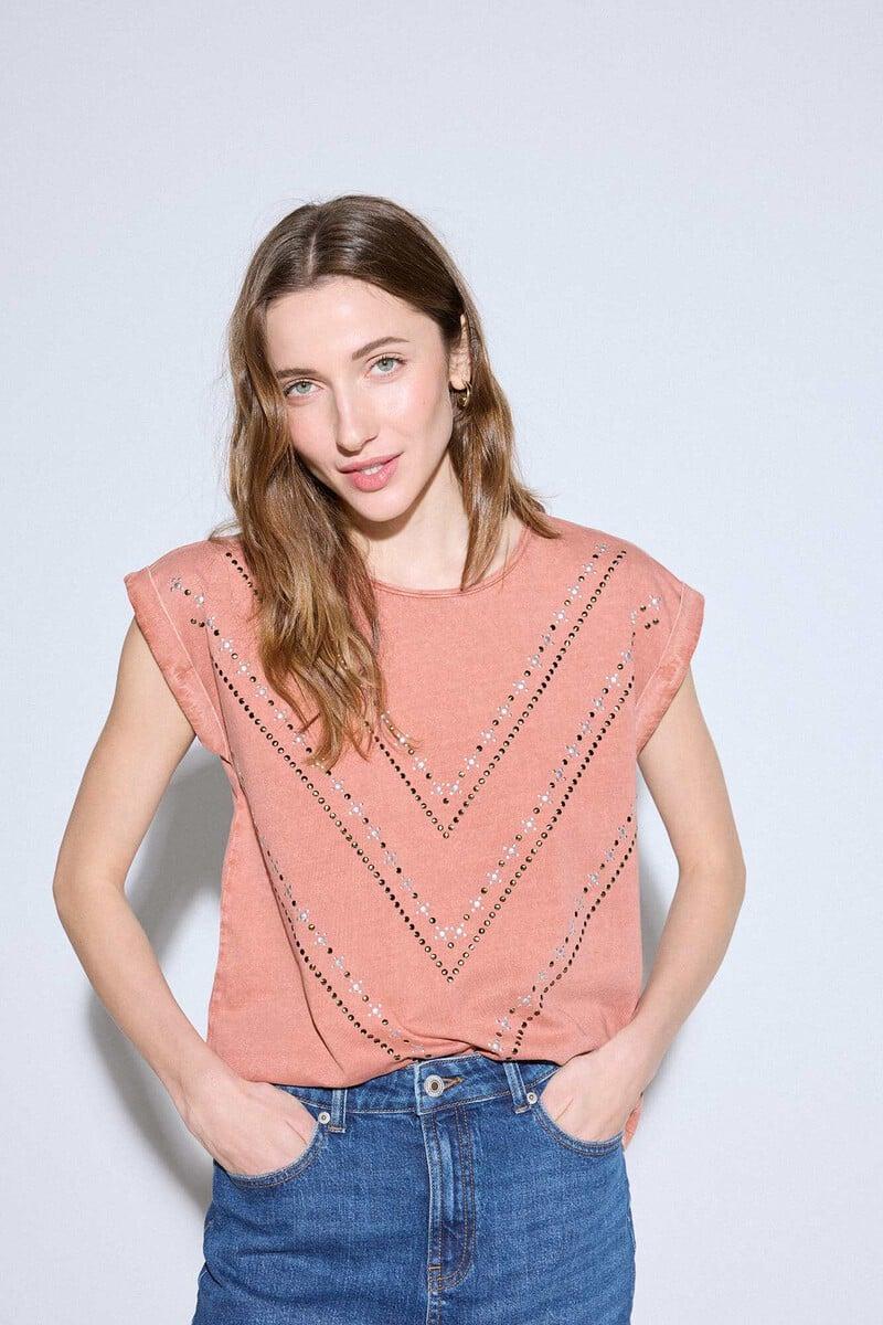 Cortefiel Camiseta tachas Grandes ahorros