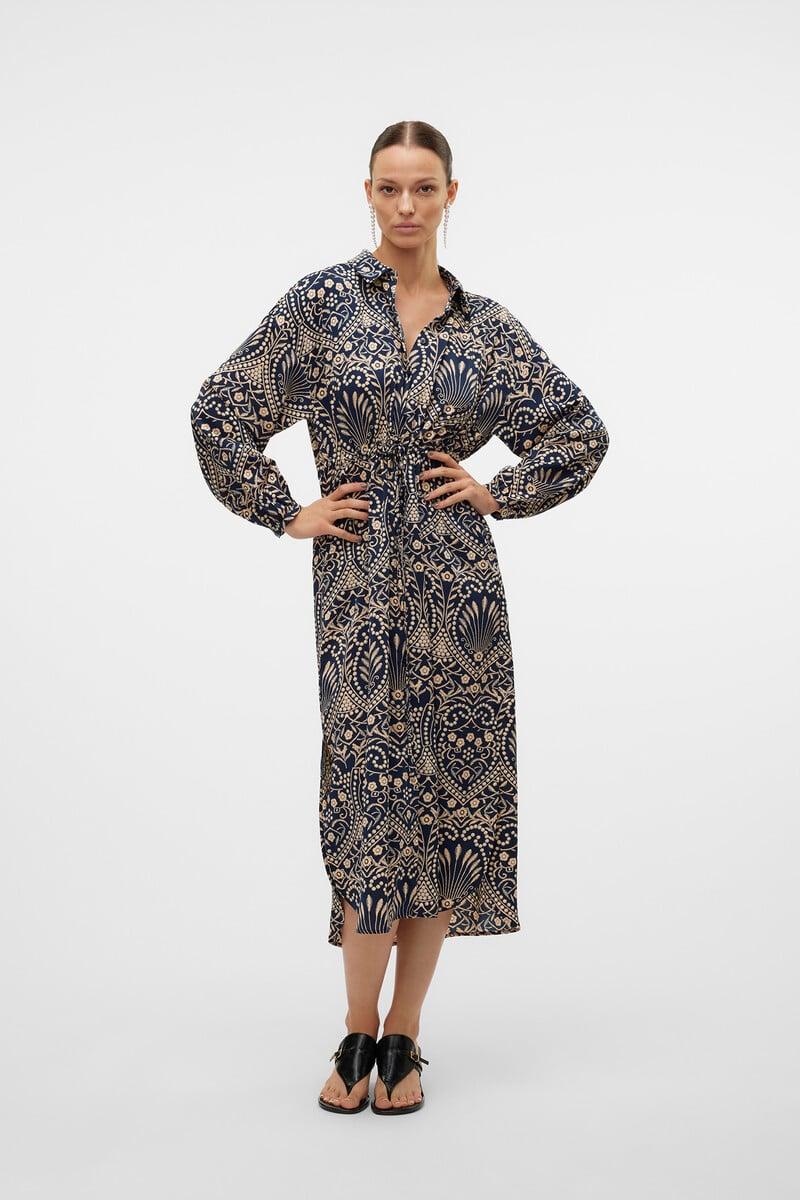 Cortefiel Vestido midi estampado Rebajas