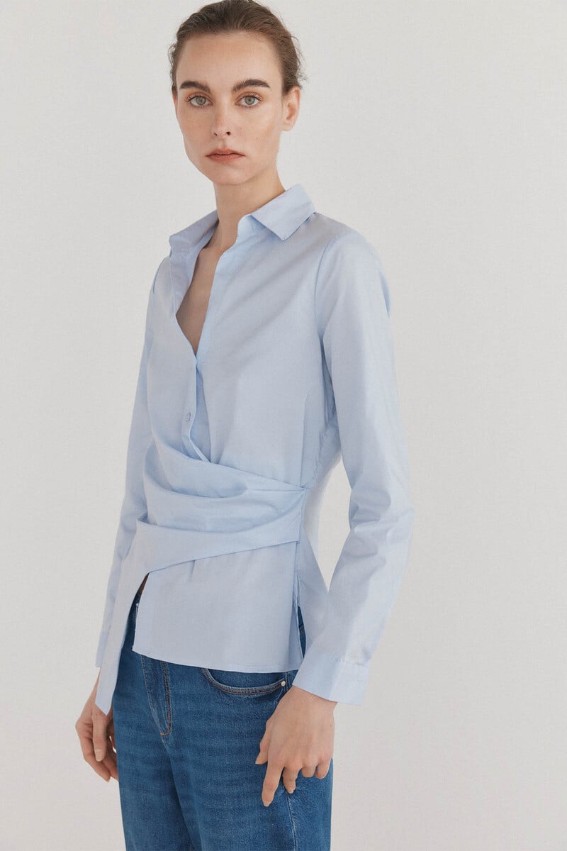 Cortefiel Camisa de cuello solapa con escote pico Ventas relámpago